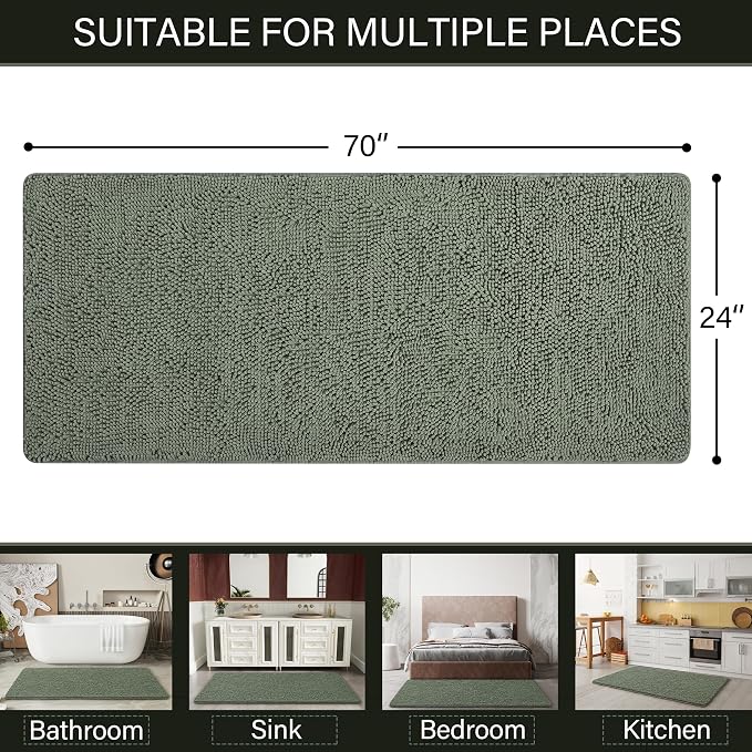 LOCHAS Luxury Bathroom Rug Shaggy Bath Mat 24 x 70 Inch, Washable Non Slip Bath - Image 2