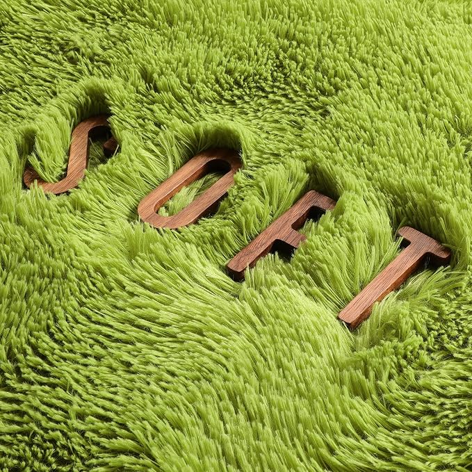 Grass Green Area Rugs for Bedroom, Fluffy Shag Plush Rug 5x7 for Kids Room - Image 7