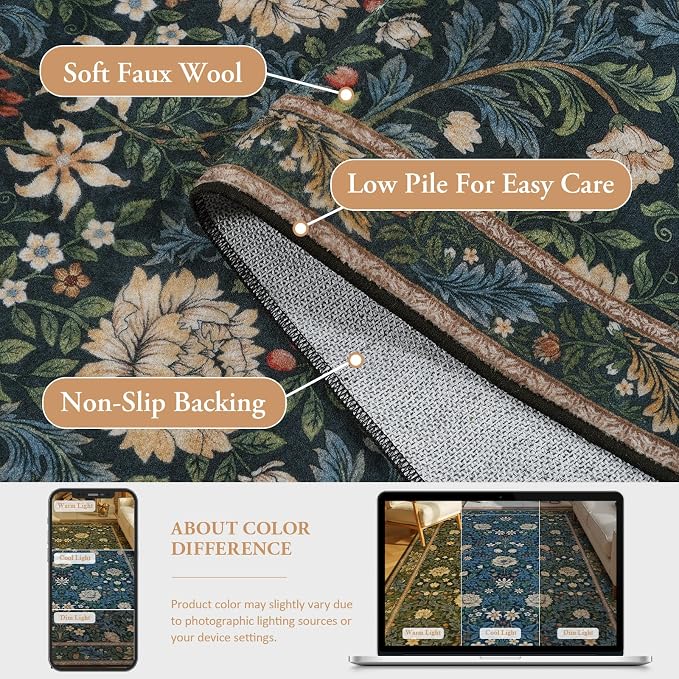 LIVEBOX Floral Area Rug 6x9, Washable Large Rugs - Image 4