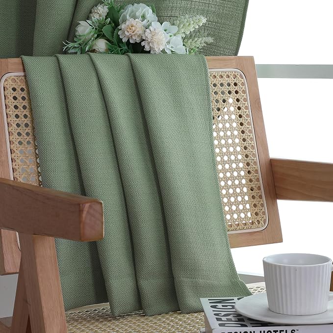 Chyhomenyc Sage Green Curtains 63 Inch Length 2 Panels, Faux Linen Textured - Image 9
