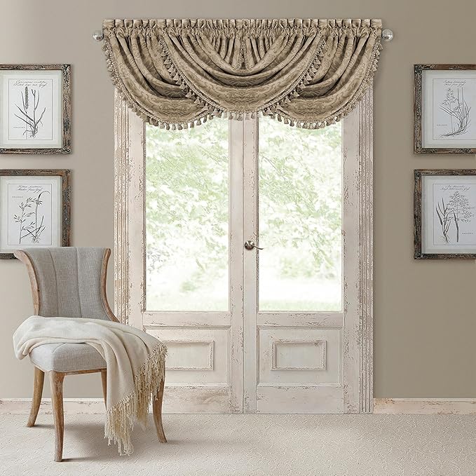Elrene Home Fashions Antonia Floral Damask Waterfall Window Valance by ElreneHomeFashions