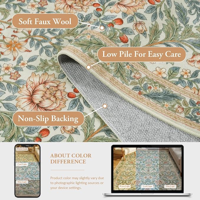 LIVEBOX Beige 5x7 Area Rugs, Machine Washable Rugs - Image 4