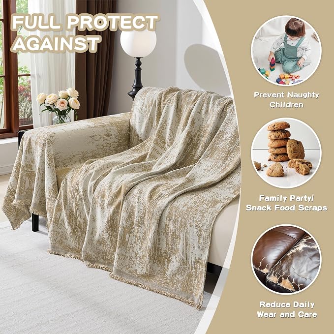 MEETSKY Couch Cover Sofa Cover Washable, Chenille Abstract Geometric Boho Sofa - Image 4