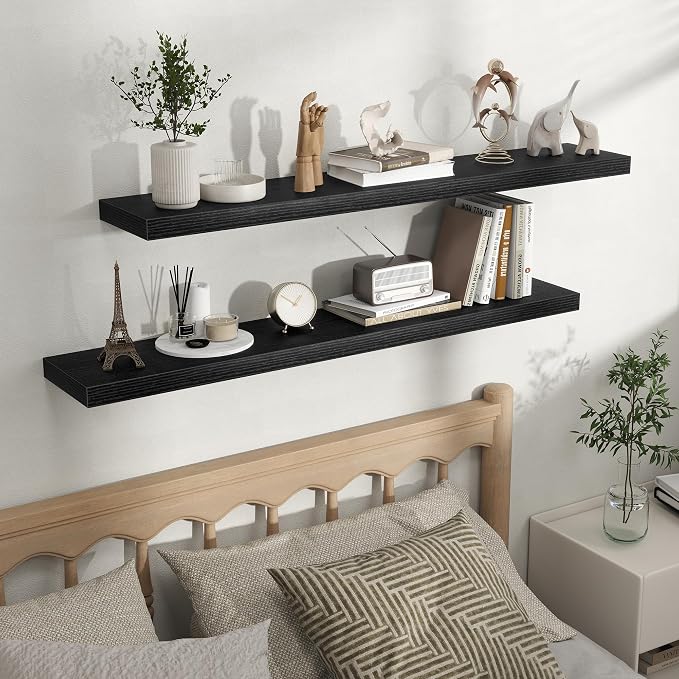 Fun Memories Floating Shelves for Wall, Rustic Wood Wall Mounted Shelves for - Image 5