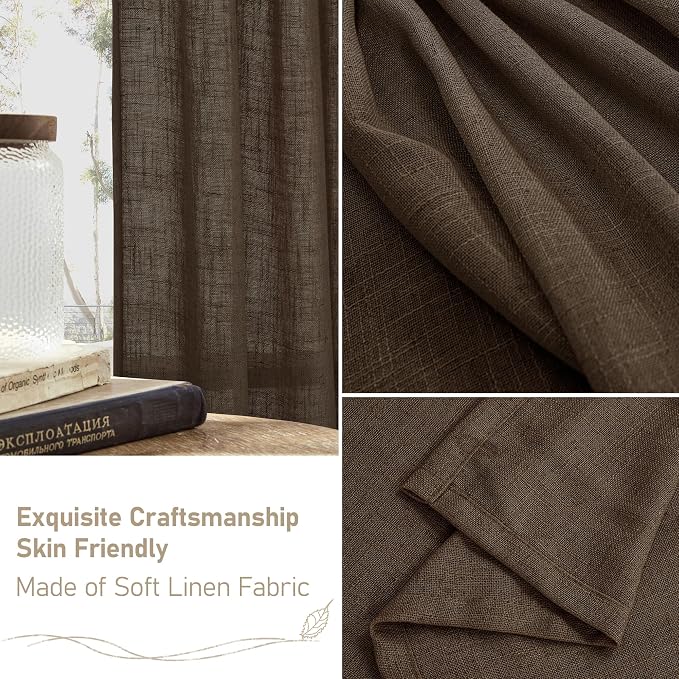 LAMIT Brown Linen Curtains for Living Room 84 inch Length 2 Panels, Light - Image 6