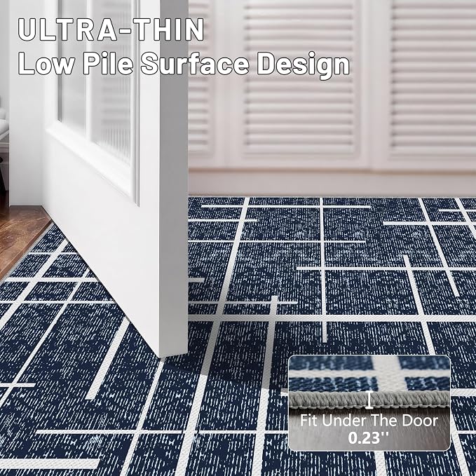 Washable Runner Rug 2x6, Hallway Runner Rug Non Slip, Woven Thin No Shed Runners - Image 2