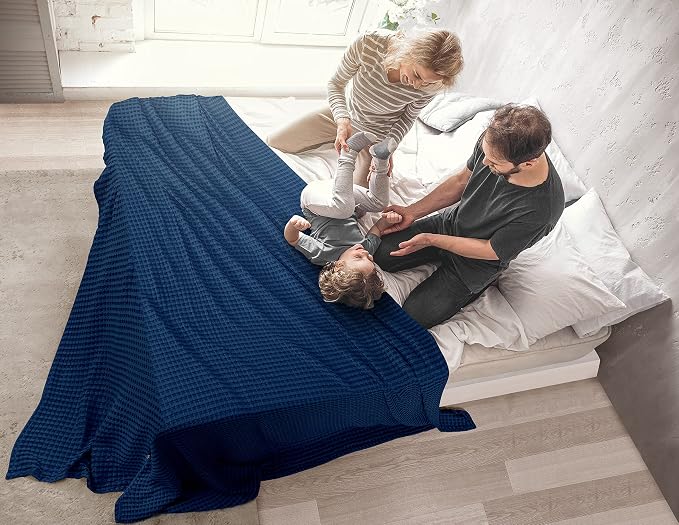 Utopia Bedding Navy 100% Cotton Waffle Blanket 300 GSM Soft Lightweight - Image 6