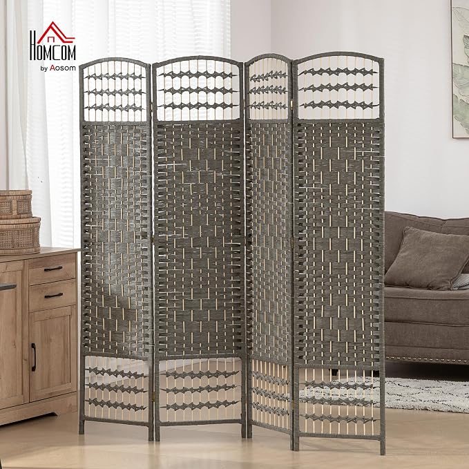 HOMCOM 4 Panel Room Divider, Folding Privacy Screen, 5.6' Room Separator - Image 2