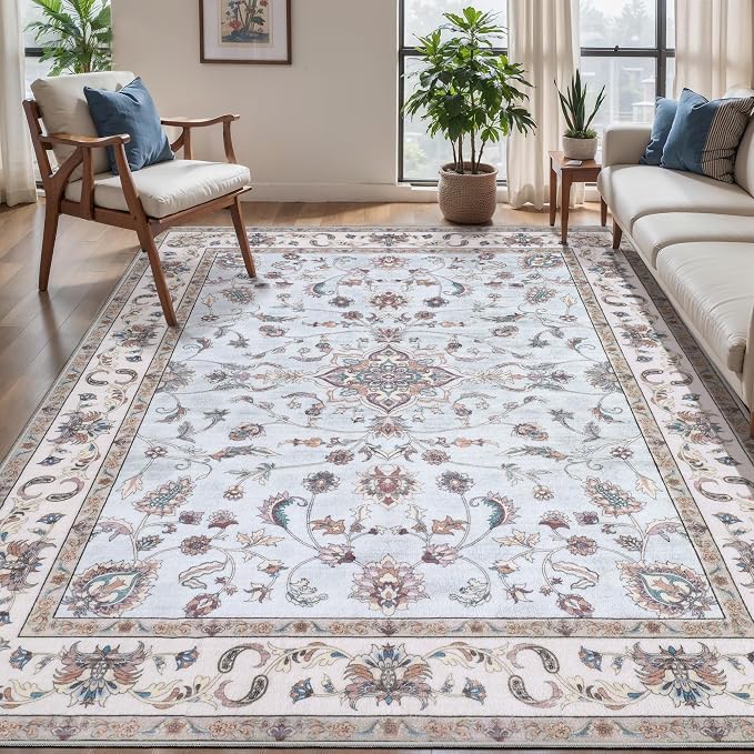 Tangsoo 5x7 Washable Area Rug, Non Slip Boho Rug by Tangsoo