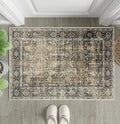 PureCozy Brown Entryway Rug 2x3 Vintage Area Carpet Indoor Kitchen Washable by PureCozy
