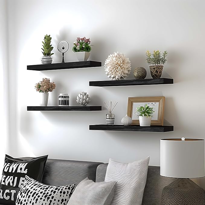 GXYAWPJ Black Wood Floating Shelves - Image 3