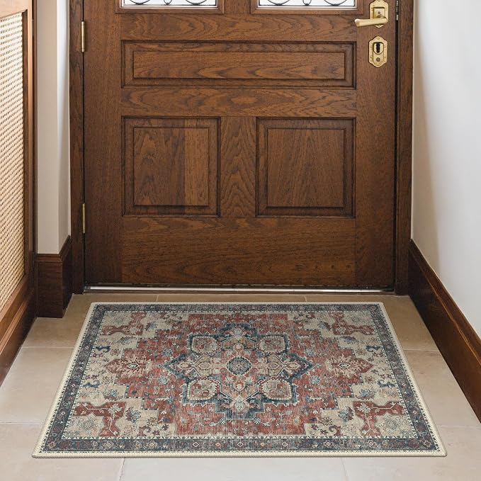 GENIMO Area Rug 2x3 Doormat, Machine Washable Low Pile Rugs, Small Retro - Image 2
