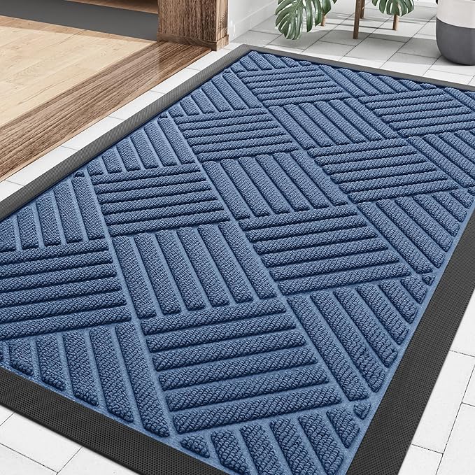 Smiry Front Door Mat Outside Entrance, Heavy Duty Outdoor Indoor Natural Rubber by Smiry