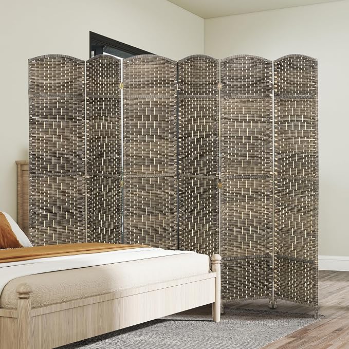 HOMCOM Room Divider, 6 Ft 6 Panel Folding Privacy Screen, Hand-Woven PP Wall - Image 8