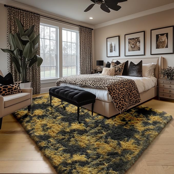 Amdrebio Black Gold Yellow Grey Rugs - Image 5