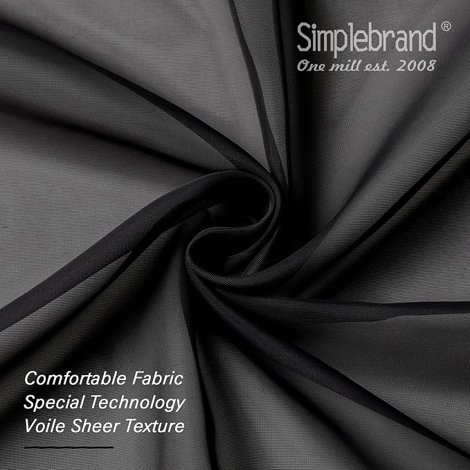 Simplebrand Black Sheer Curtains 120 Inches Long, Extra Long Rod Pocket Solid - Image 3
