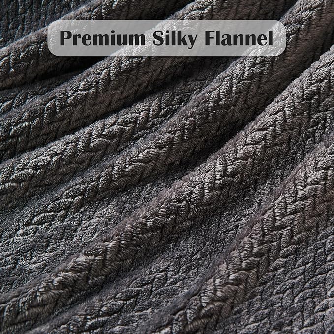 NEWCOSPLAY Super Soft Throw Blanket Dark Grey Premium Silky Flannel Fleece - Image 5