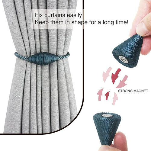 2 Pack Magnetic Curtain Tiebacks Rope Modern Handmade Curtain Tie Backs - Image 2