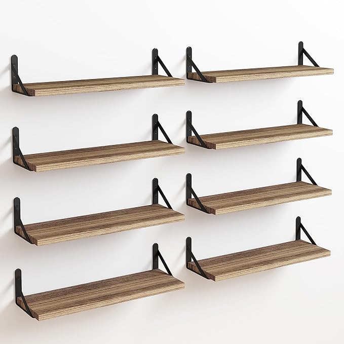 Fixwal Floating Shelves for Room Wall, Width 4.7in Rustic Wood Wall Storage by Fixwal