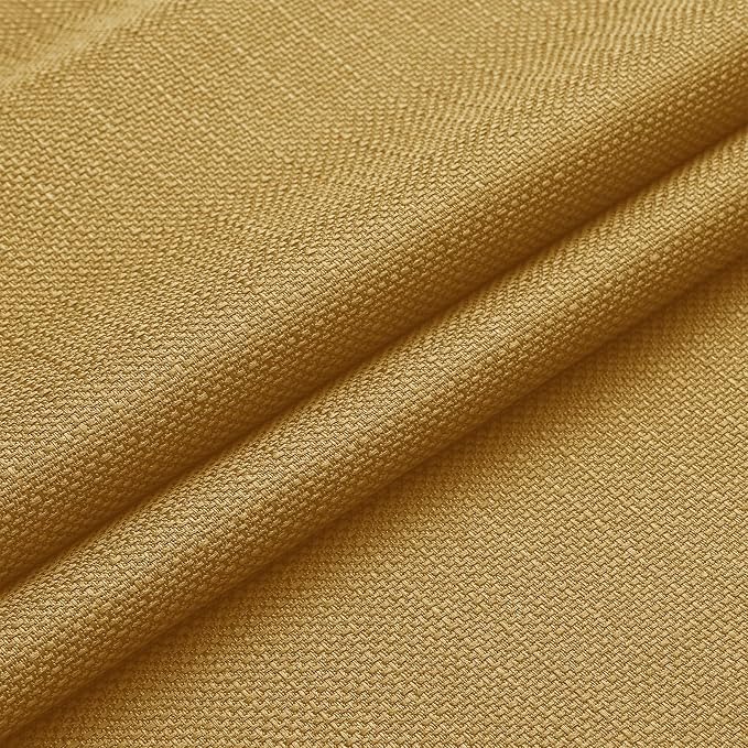 Chyhomenyc Gold Curtains 84 Inch Length 2 Panels Set, Faux Linen Textured Semi - Image 8