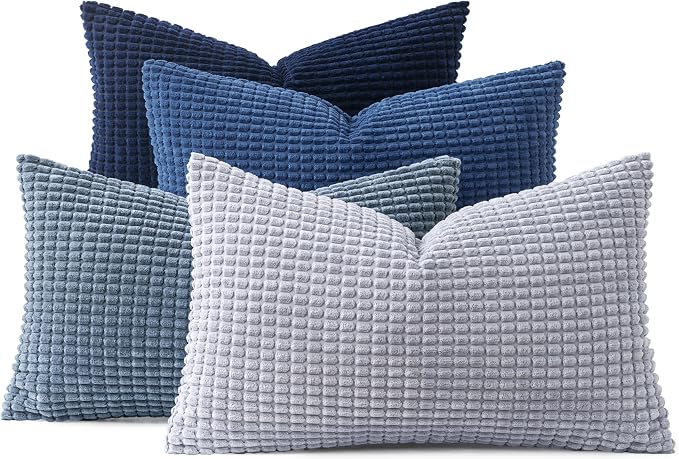 MIULEE Blue Decorative Lumbar Pillow Covers 12x20 Inch Set of 4 Boho Western - Image 5