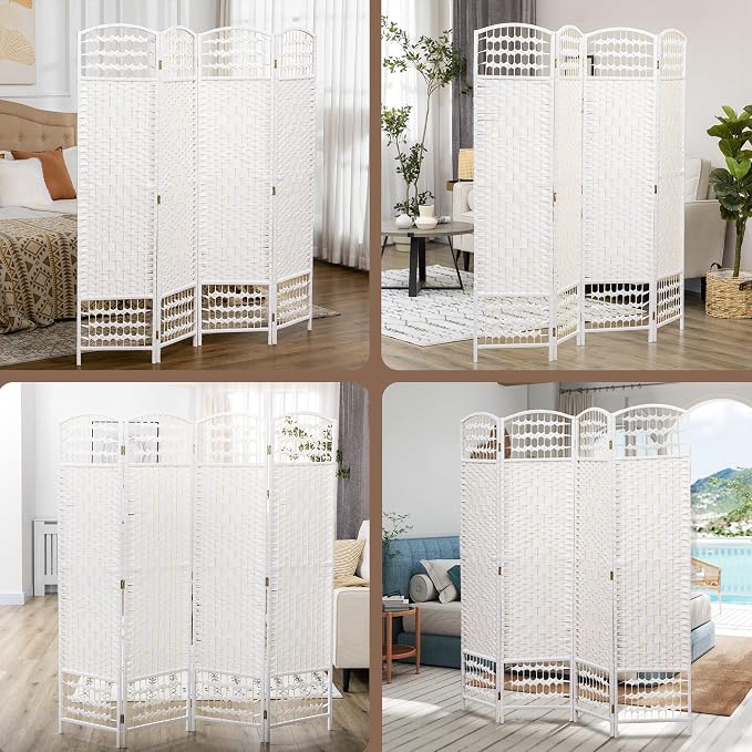 HOMCOM 4 Panel Room Divider, Folding Privacy Screen, 5.6' Room Separator - Image 6