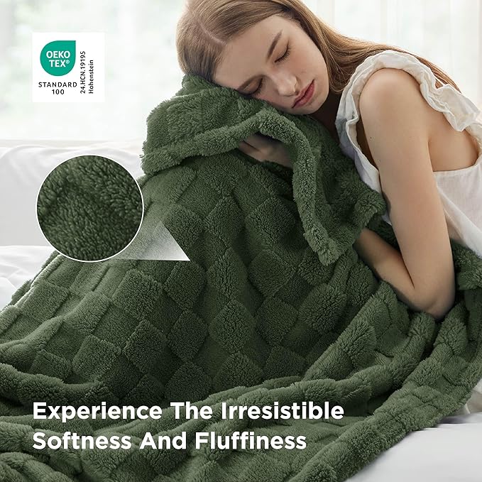 Bedsure GentleSoft Bronze Green Throw Blanket - Image 4