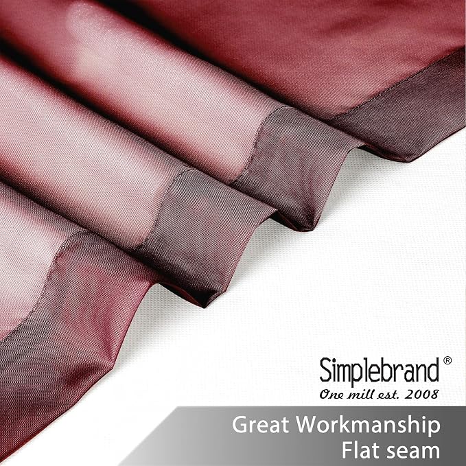 Simplebrand Red Sheer Curtains 96 Inches Long, Light Filtering Rod Pocket Solid - Image 7