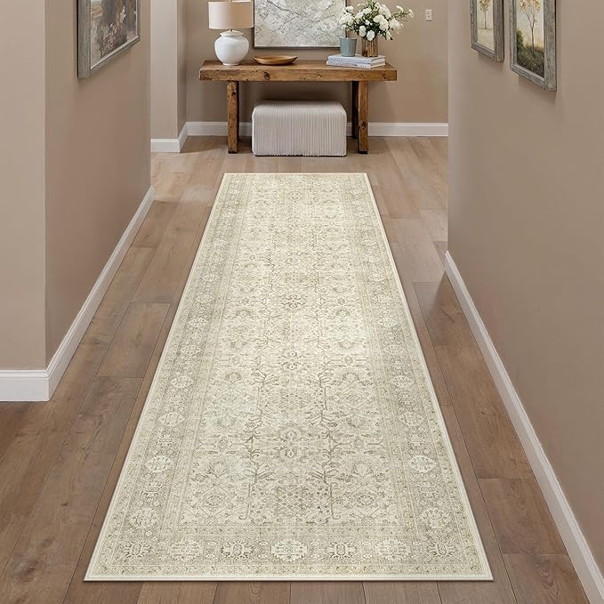 PureCozy Beige Runner Rug 2x8 Vintage Area Carpet Hallway Long Indoor Kitchen by PureCozy