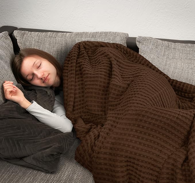 Utopia Bedding Brown 100% Cotton Waffle Blanket 300 GSM Soft Lightweight - Image 6