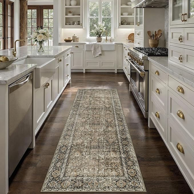 PureCozy Brown Runner Rug 2x5 Vintage Area Carpet Hallway Indoor Kitchen - Image 5