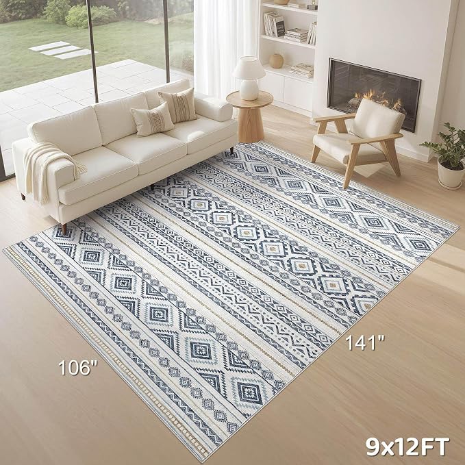 cotiled 9x12 Area Rug Living Room: Washable Boho Rugs - Image 9