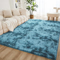 Litanika 5x8 Shag Area Rug for Living Room Bedroom, Tie-Dyed Blue High Pile by Litanika