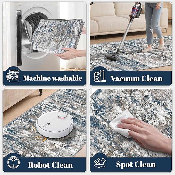 Non Slip Floor Runners for Dogs 2.6x8 Washable Runner Rug Abstract, Joint - Image 4
