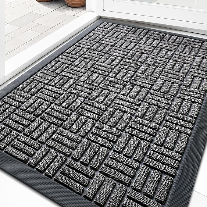 OLANLY Front Door Mat Outside Entrance 35x23, Heavy Duty Sturdy Natural Rubber by OLANLY