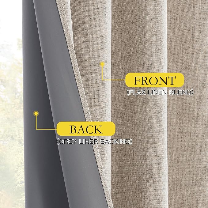 NICETOWN Oatmeal 100% Blackout Short Curtains 63 inches Lenghth Burg - Image 7