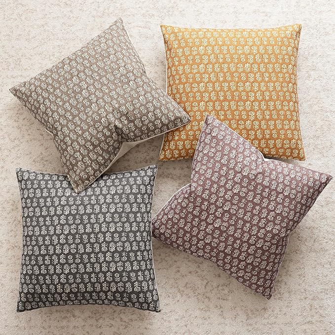 Foindtower Set of 2 Decorative Neutral Floral Print Throw Pillow Covers Vintage - Image 5