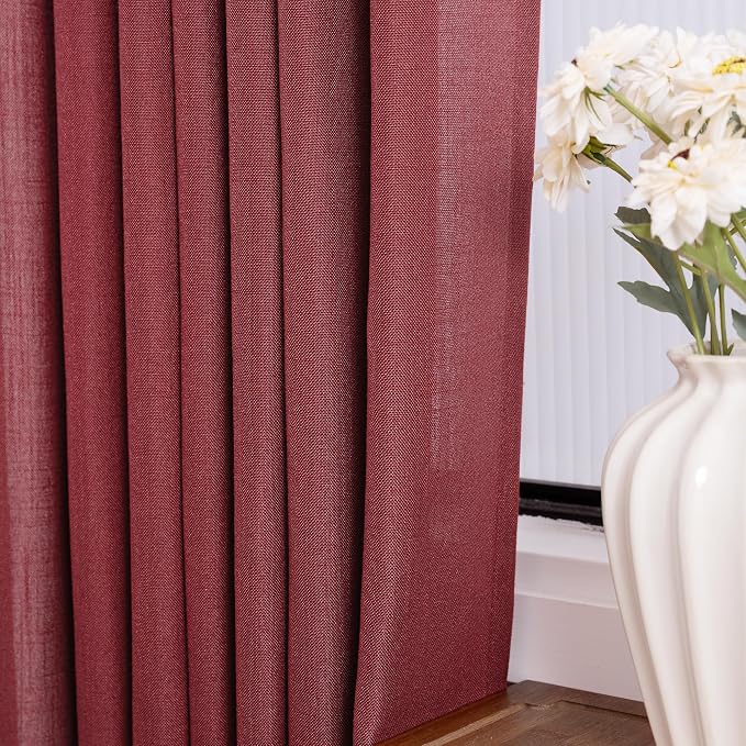Burgundy Curtains for Living Room Back Tab Modern Farmhouse Semi Sheer Burgundy - Image 4