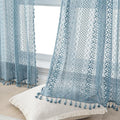 WAZZIO Boho Lace Curtains 84 Inches 2 Panel, Light Filtering Privacy Tassel & by WAZZIO