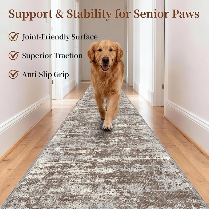 Non Slip Floor Runners for Dogs 2.6x12 Washable Runner Rug Abstract, Joint - Image 2