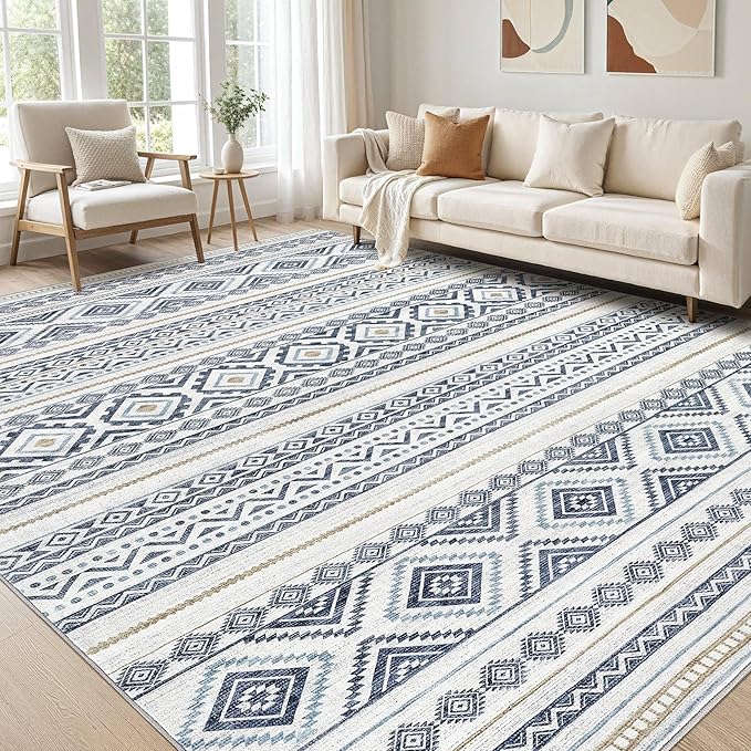 cotiled 10x13 Area Rug Living Room: Washable Boho Rugs by COTILED