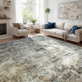Abstract 10x14 Washable Rug: Modern Non Slip Area Rug Soft Carpet Foldable by Puino