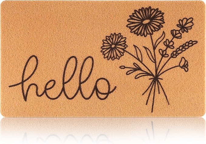 Hello Spring Door Mat for Front Door Welcome Matt Outdoor by FTTOYOLY