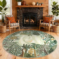 GarveeHome Round Area Rugs 8ft for Living Room, Large Green Jungle Washable by GarveeHome