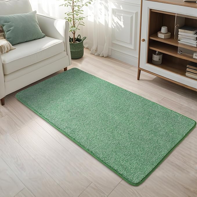 Keeko 2x4 Green Runner Rug, Indoor Bedroom Hallway Entryway Small Area Rugs Non - Image 3