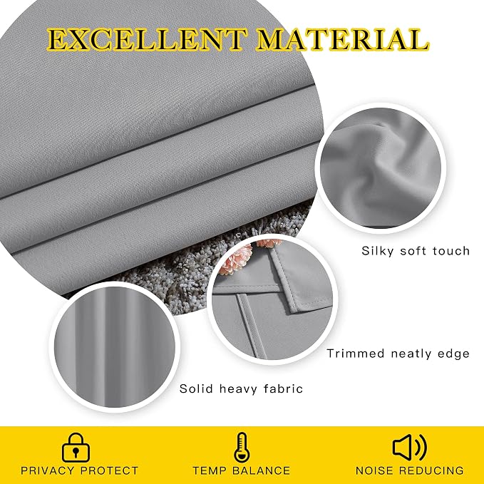 NICETOWN Silver Grey Curtains 84 inch Length 2 Panels, Grommet Thermal - Image 4