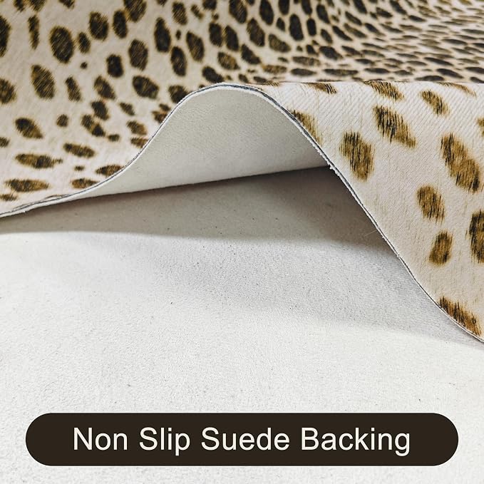 Leopard Print Rug, Animal Print 4.6x5.2 Feet Cowhide Rug - Image 6
