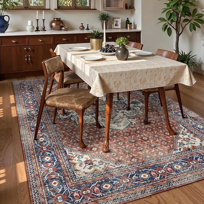 Washable Area Rug 8' x 10' Vintage Traditional Persian Mat - Image 3