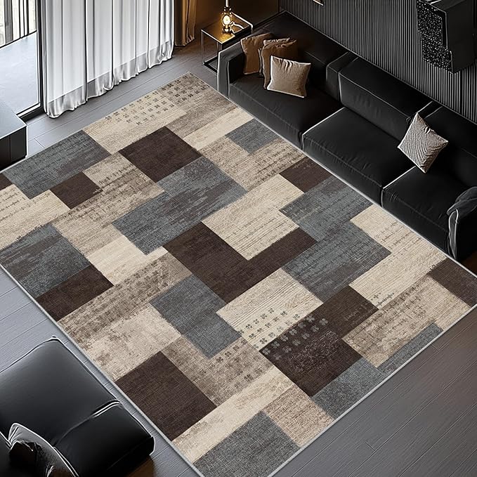 Modern Geometric Patchwork Indoor Area Rug - Image 2