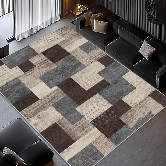 Modern Geometric Patchwork Indoor Area Rug - Image 2